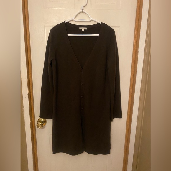 Garnet Hill Sweaters - Garnet Hill Chocolate Brown Cashmere Longline Cardigan